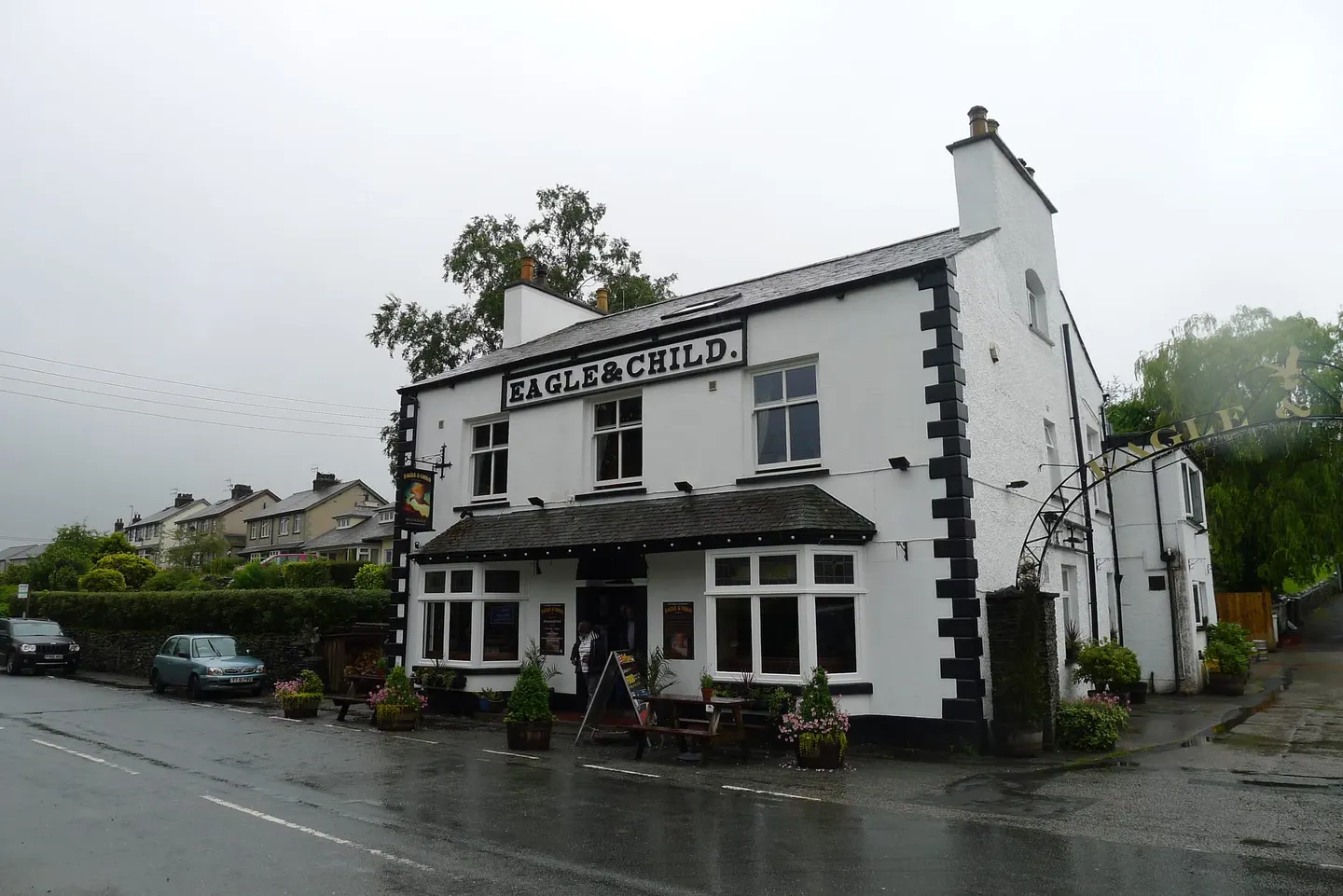 Photo of The Eagle & Child Inn, a pub near Staveley in the Lake District, Cumbria, north west England.