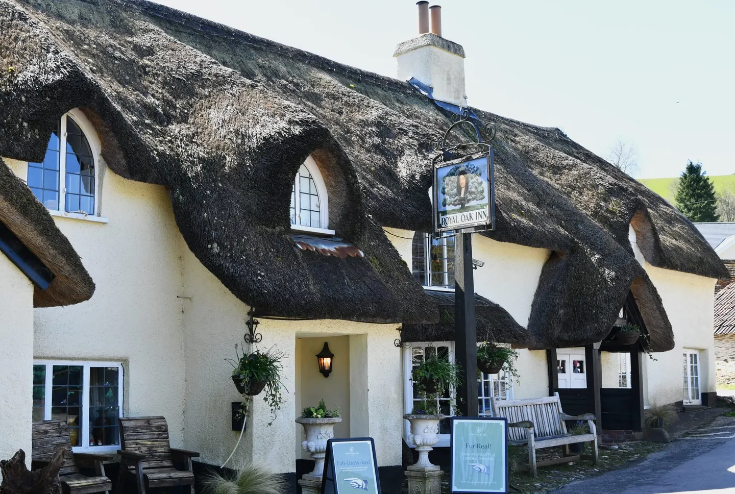 Photo of Royal Oak Inn, a pub near Winsford in Exmoor, Somerset, south west England.