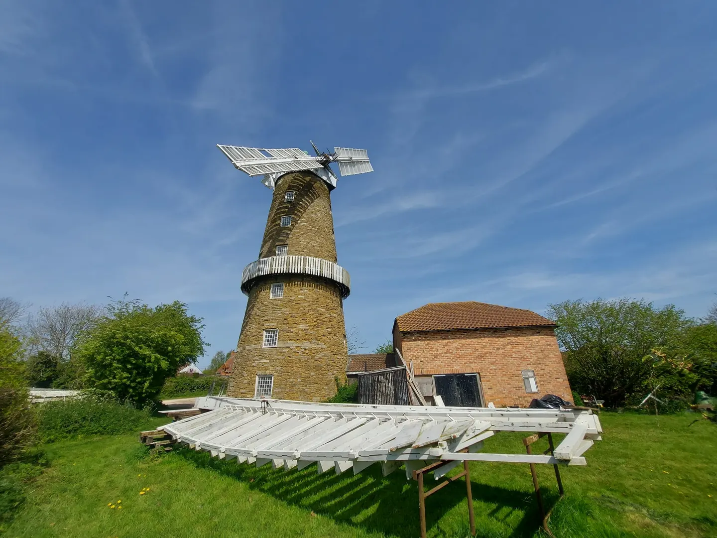 Photo of Whissendine Windmill, a windmill in Rutland, central England.
