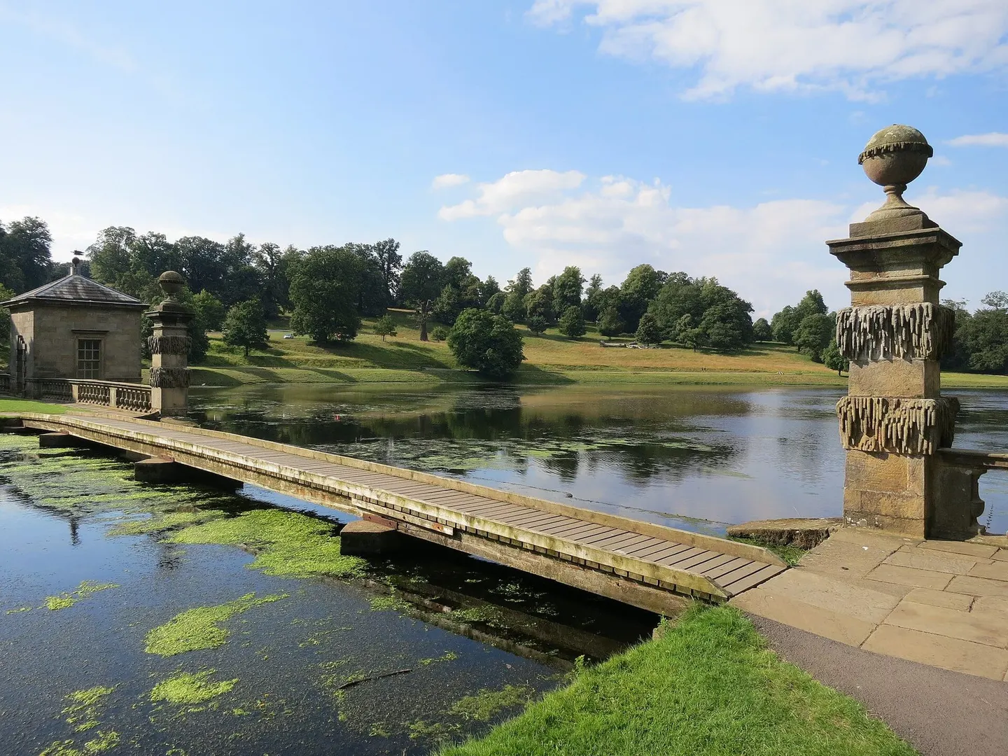 Photo of Studley Royal Water Garden, a Grade I registered house & garden near Ripon in Nidderdale, North Yorkshire, northern England.