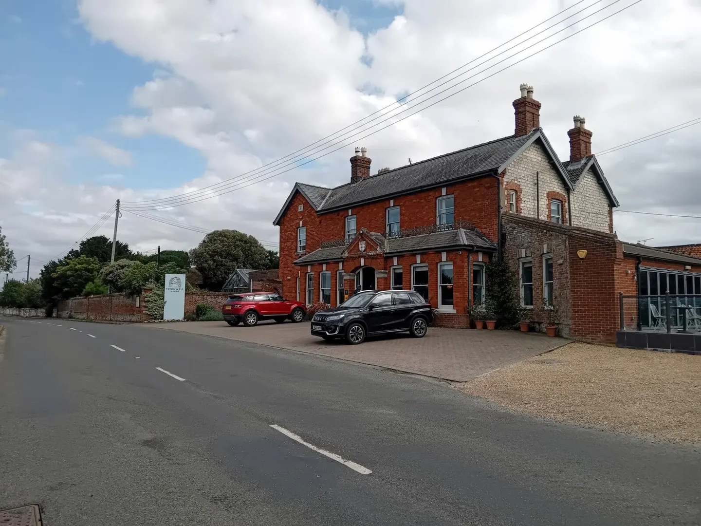 Photo of Titchwell Manor Hotel, a restaurant in Norfolk, eastern England.
