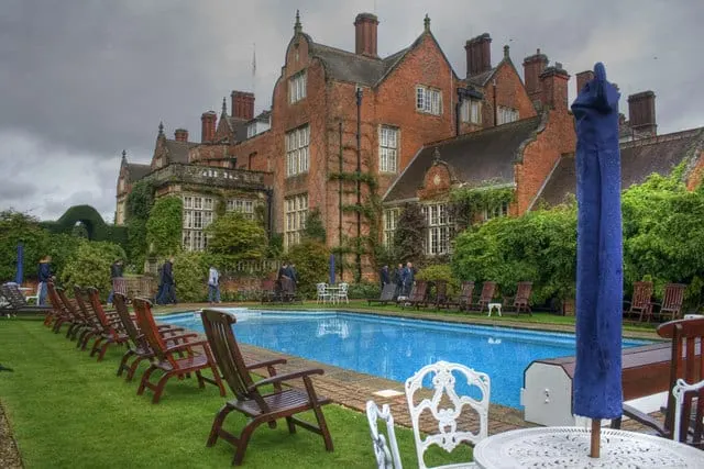 Photo of Tylney Hall, a Grade II* registered house & garden near North Warnborough, Hampshire, south east England.