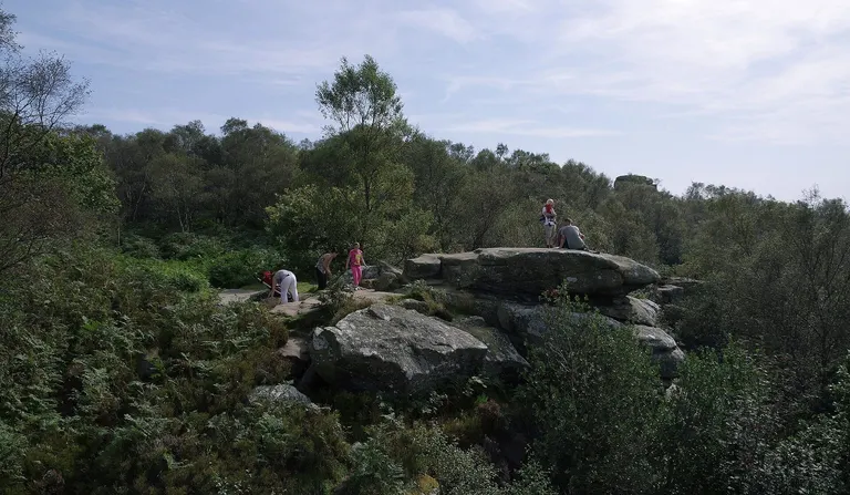 Photo of Brimham Rocks, a Site of Special Scientific Interest near Pateley Bridge in Nidderdale, North Yorkshire, northern England.