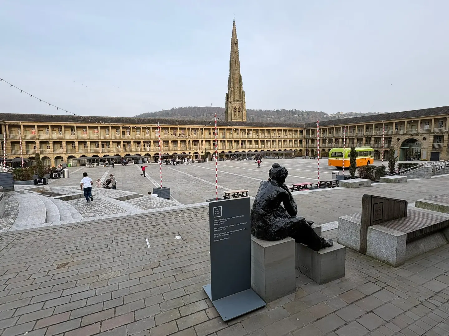 Photo of The Piece Hall, a landmark near Sowerby Bridge, West Yorkshire, northern England.