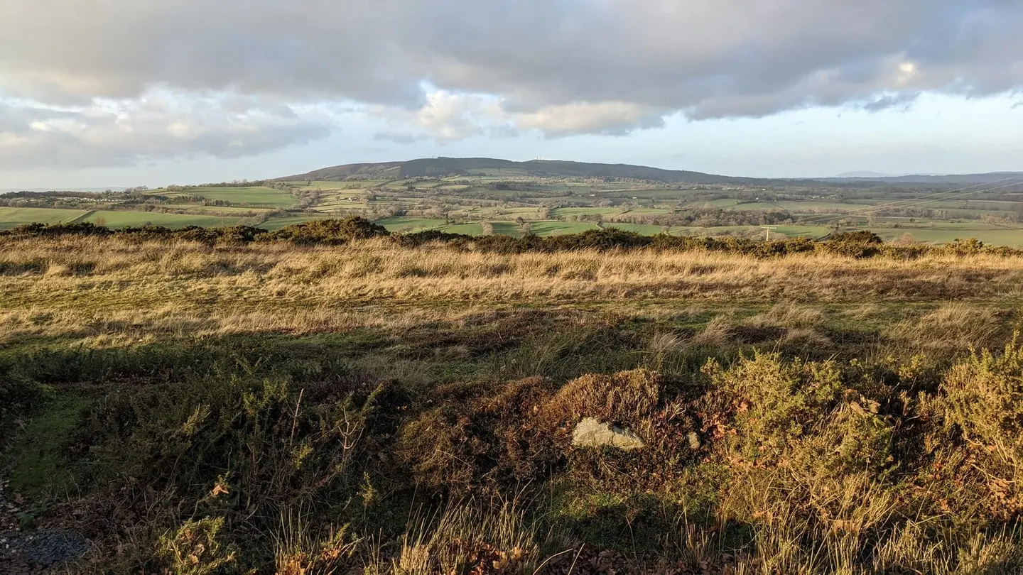 Photo: Brown Clee Hill, a 541m hill near Ludlow, Shropshire, central England.