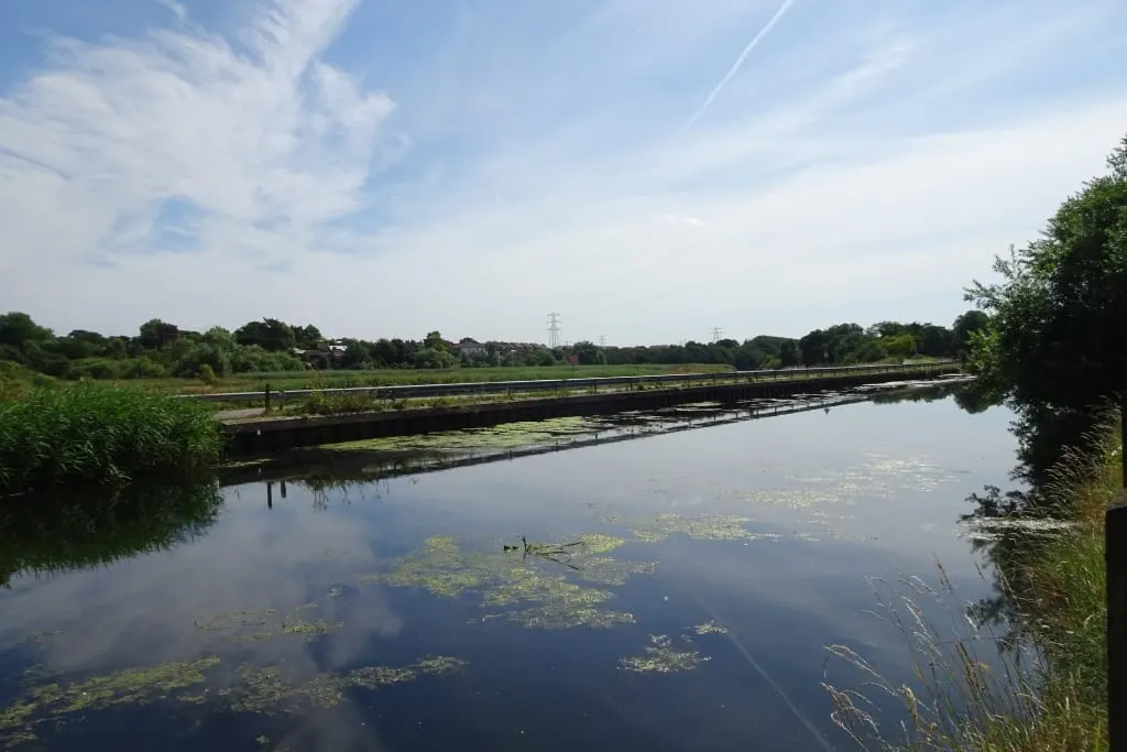 Photo of the Exeter Ship Canal, a canal running from Exeter Basin to Turf Lock, south west England.