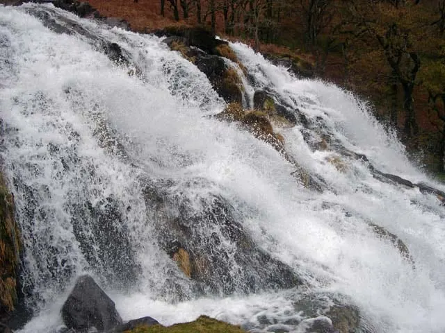 Photo of Watkin Path Waterfalls, a waterfall near Beddgelert in Eryri, Gwynedd, north Wales.