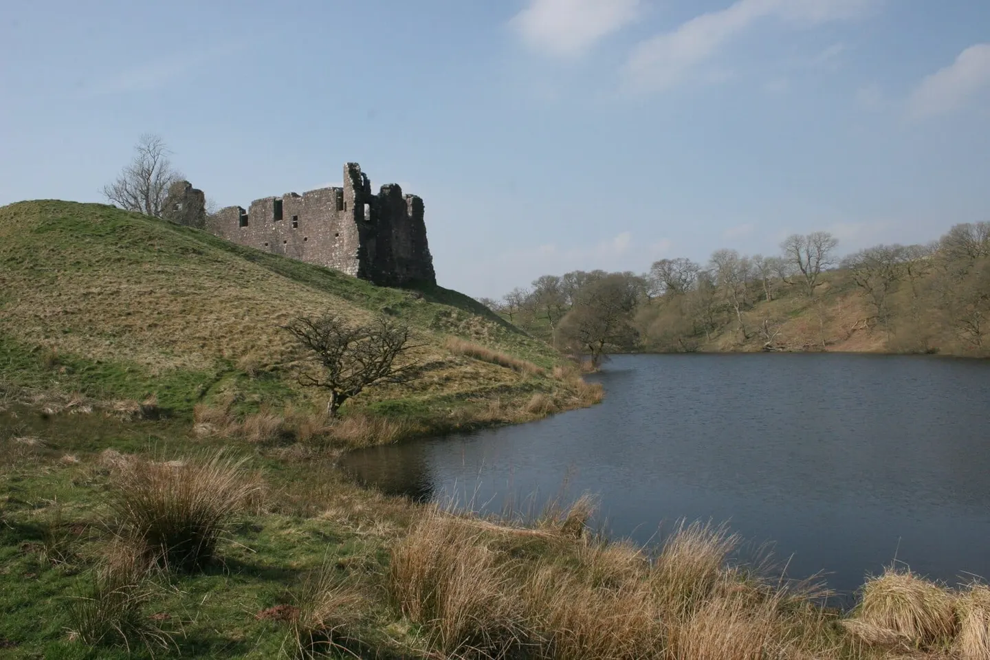 Photo of Morton Castle, Morton Loch, a ruined castle near Thornhill, Dumfries and Galloway, southern Scotland.
