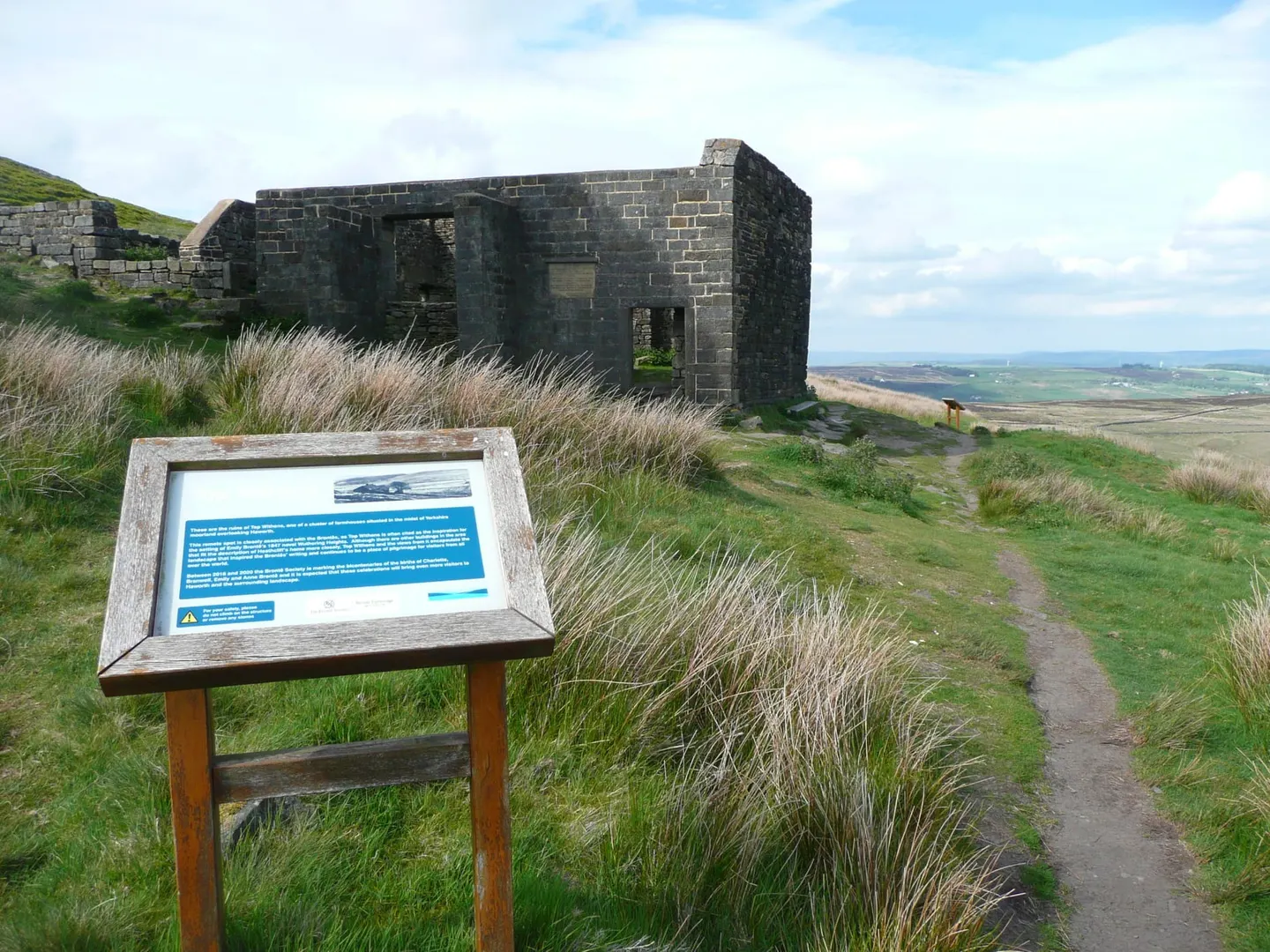 Photo of Top Withens, a landmark near Stanbury, West Yorkshire, northern England.