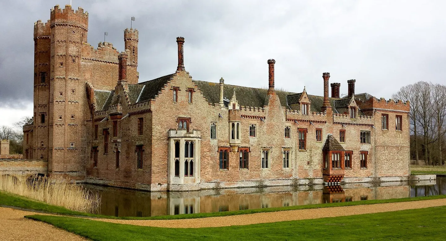 Photo of Oxburgh Hall, a Grade II registered house & garden near Oxborough, Norfolk, eastern England.