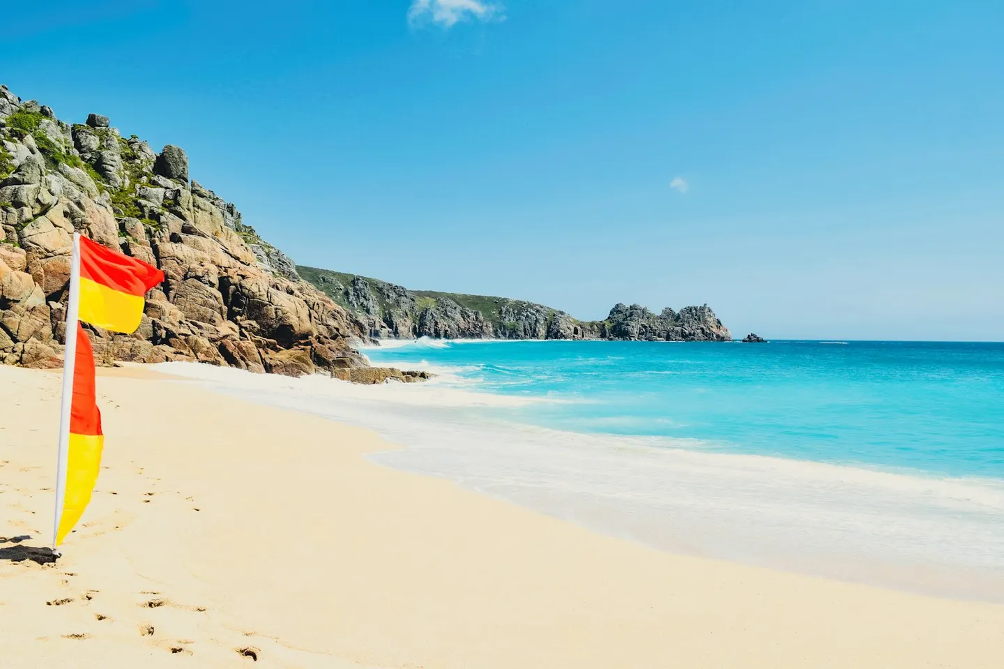 Photo of Porthcurno, a swimming spot near Sennen Cove, Cornwall, south west England.