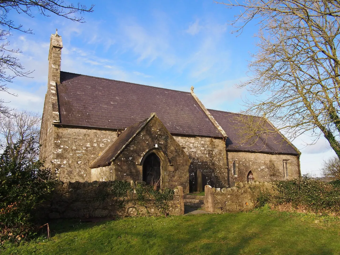 Photo of St Gredifael's Church, Penmynydd, a church in Anglesey, north Wales.