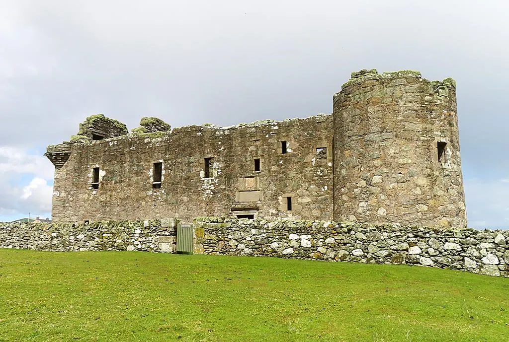 Photo of Muness Castle, a ruined castle near Uyeasound, the Shetland Islands, the Scottish Highlands and Islands.