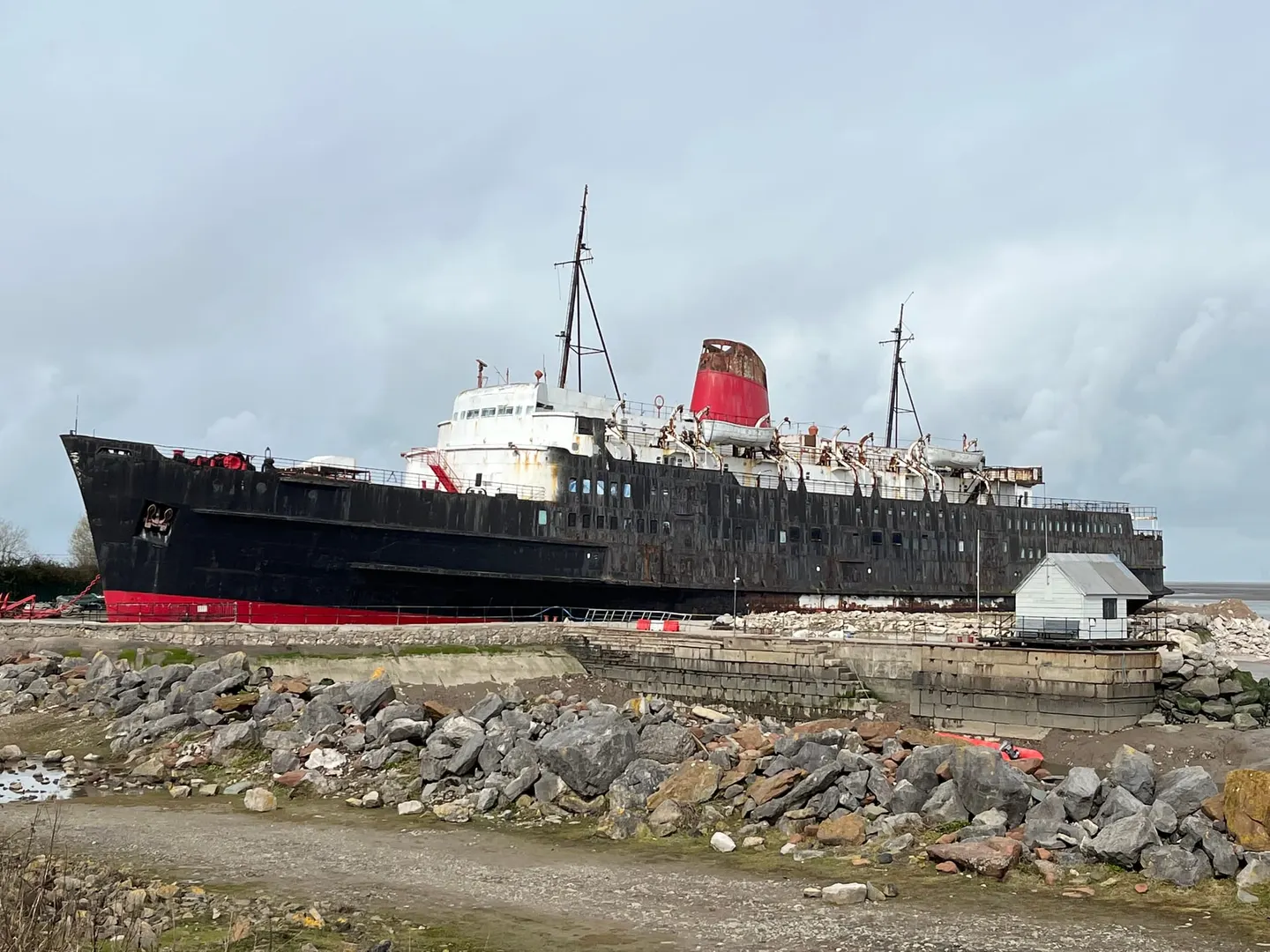 Photo of TSS Duke of Lancaster, a landmark near Holywell, Flintshire, north Wales.
