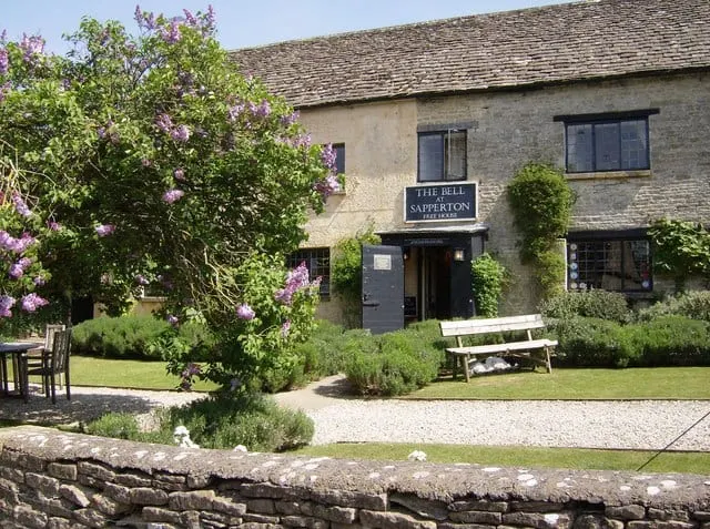 Photo of The Bell at Sapperton, a pub in the Cotswolds, Gloucestershire, south west England.