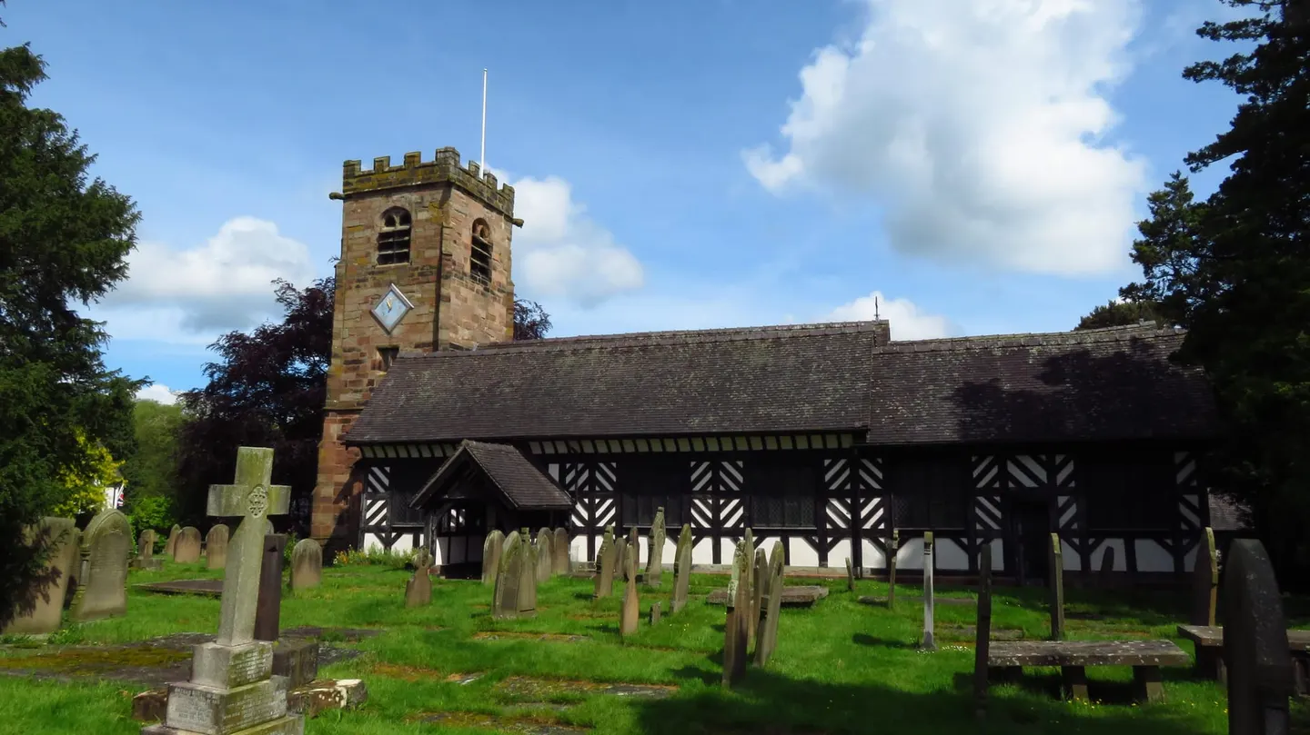 Photo of St Oswald's Church (Lower Peover), a church in Cheshire, north west England.