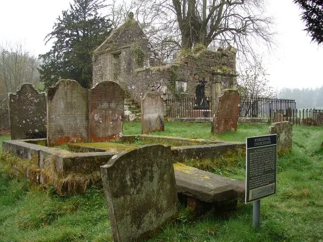 Photo of Kirkconnel Stones, a ruined church near Ecclefechan, Dumfries and Galloway, southern Scotland.