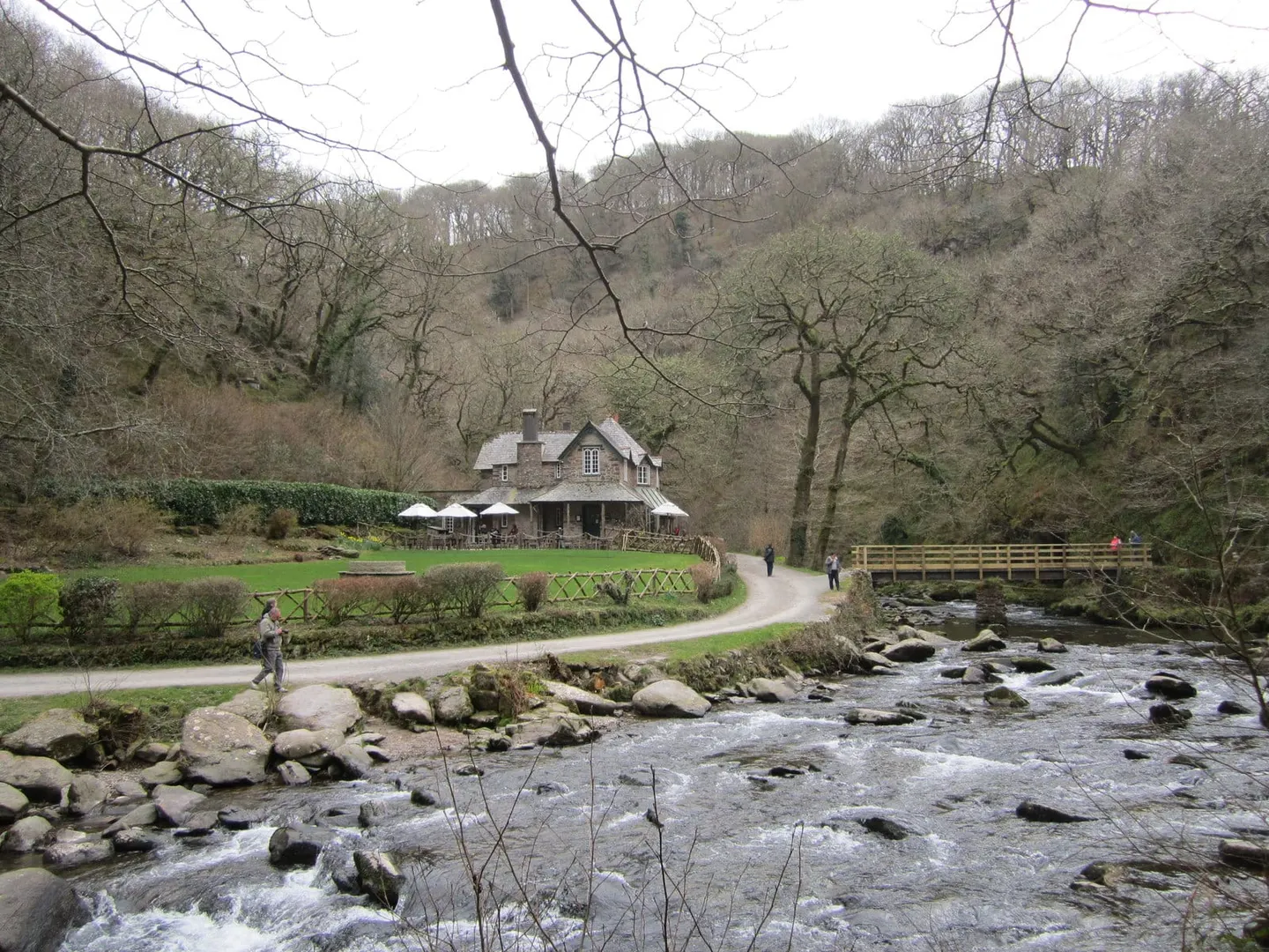 Photo of Watersmeet, a Site of Special Scientific Interest near Lynmouth in Exmoor, Devon, south west England.