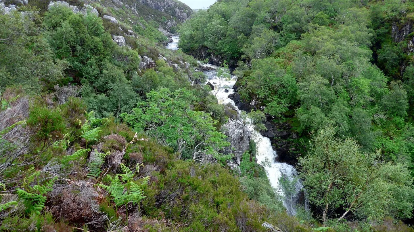 Photo of Falls of Kirkaig, a waterfall near Inverkirkaig in Assynt–Coigach, Highland, the Scottish Highlands and Islands.