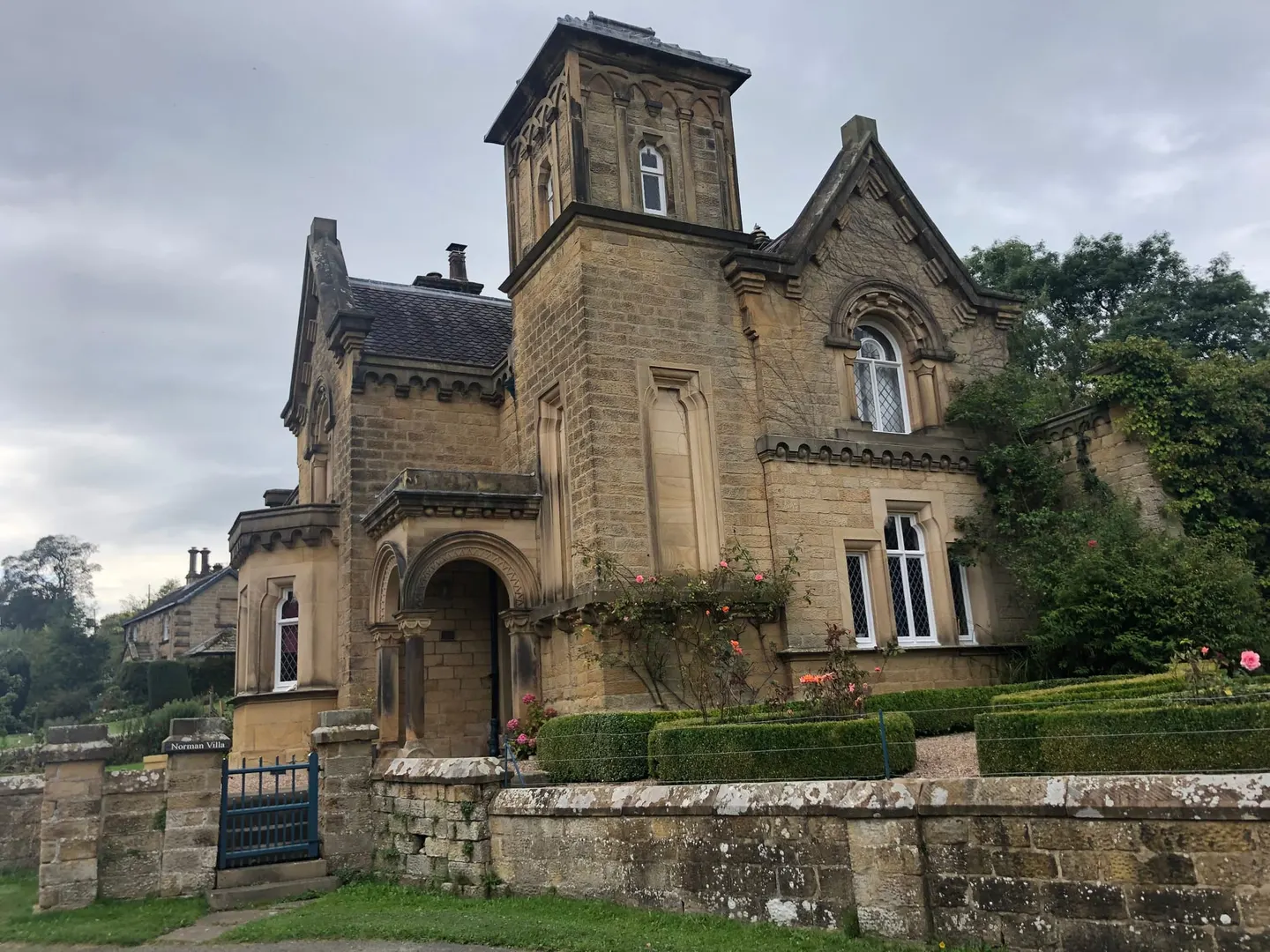Photo of Edensor, a village in the Peak District, Derbyshire, central England.
