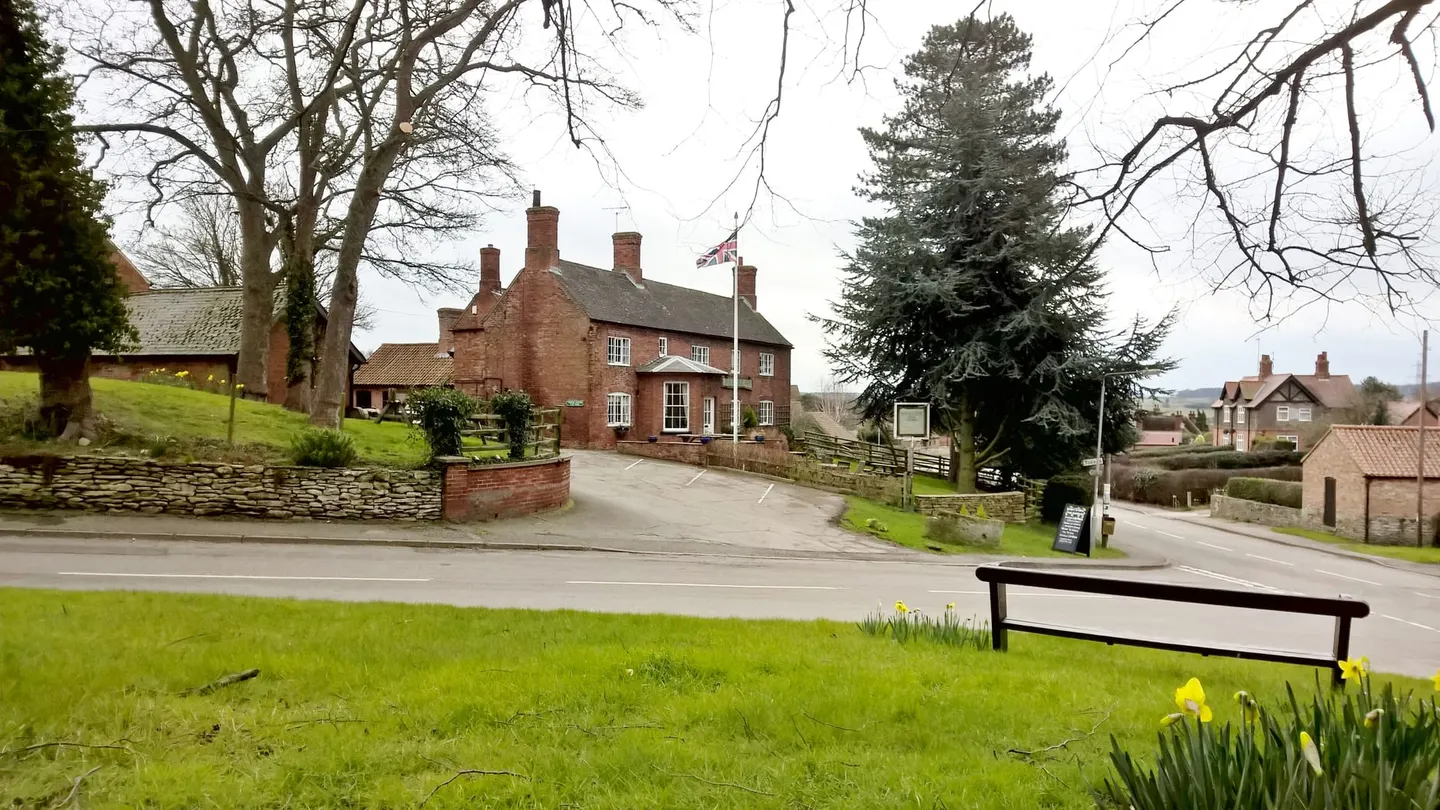 Photo of The Dovecote Inn, a pub near Laxton, Nottinghamshire, central England.
