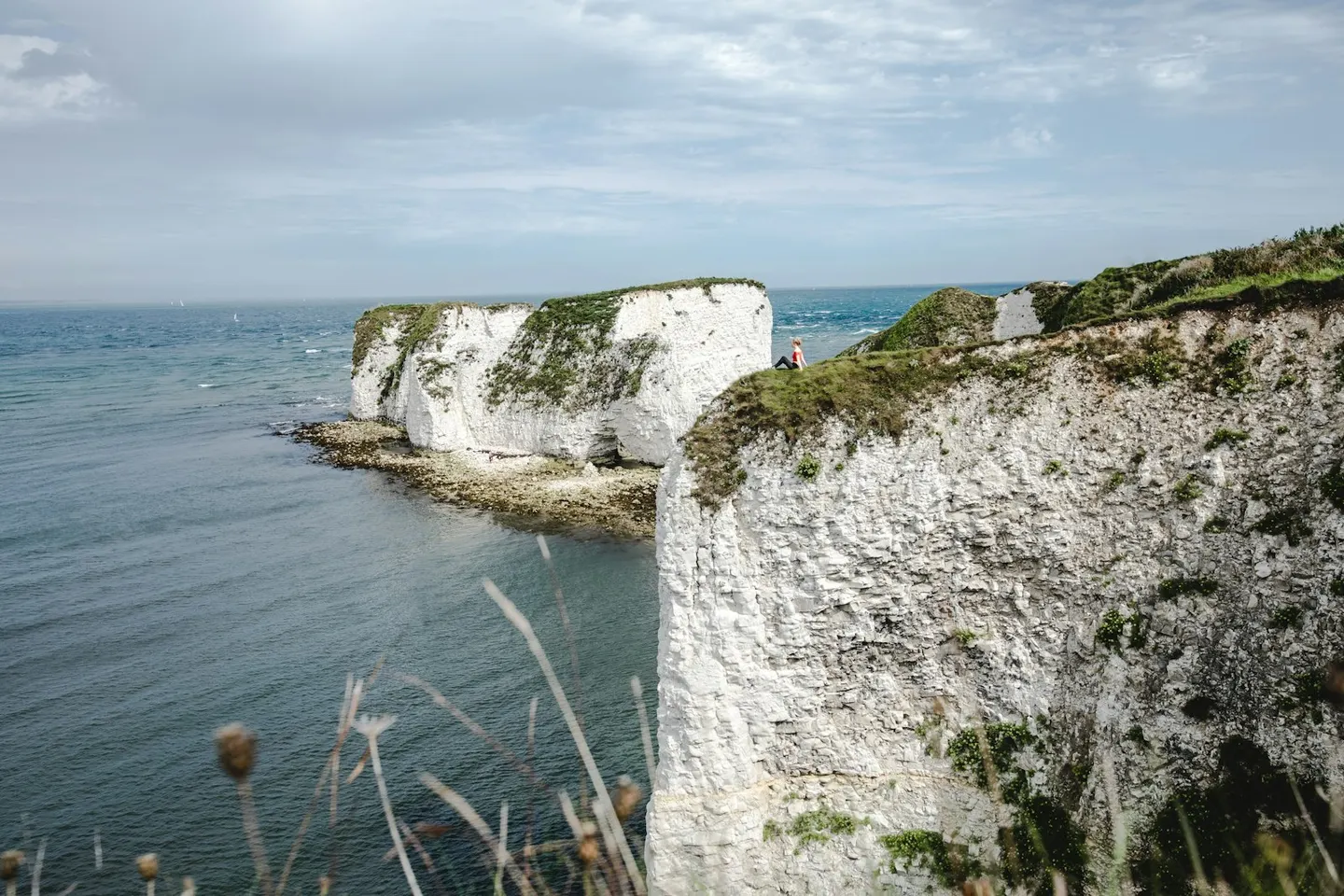 Photo of Old Harry Rocks, a rock formation near Swanage, Dorset, south west England.