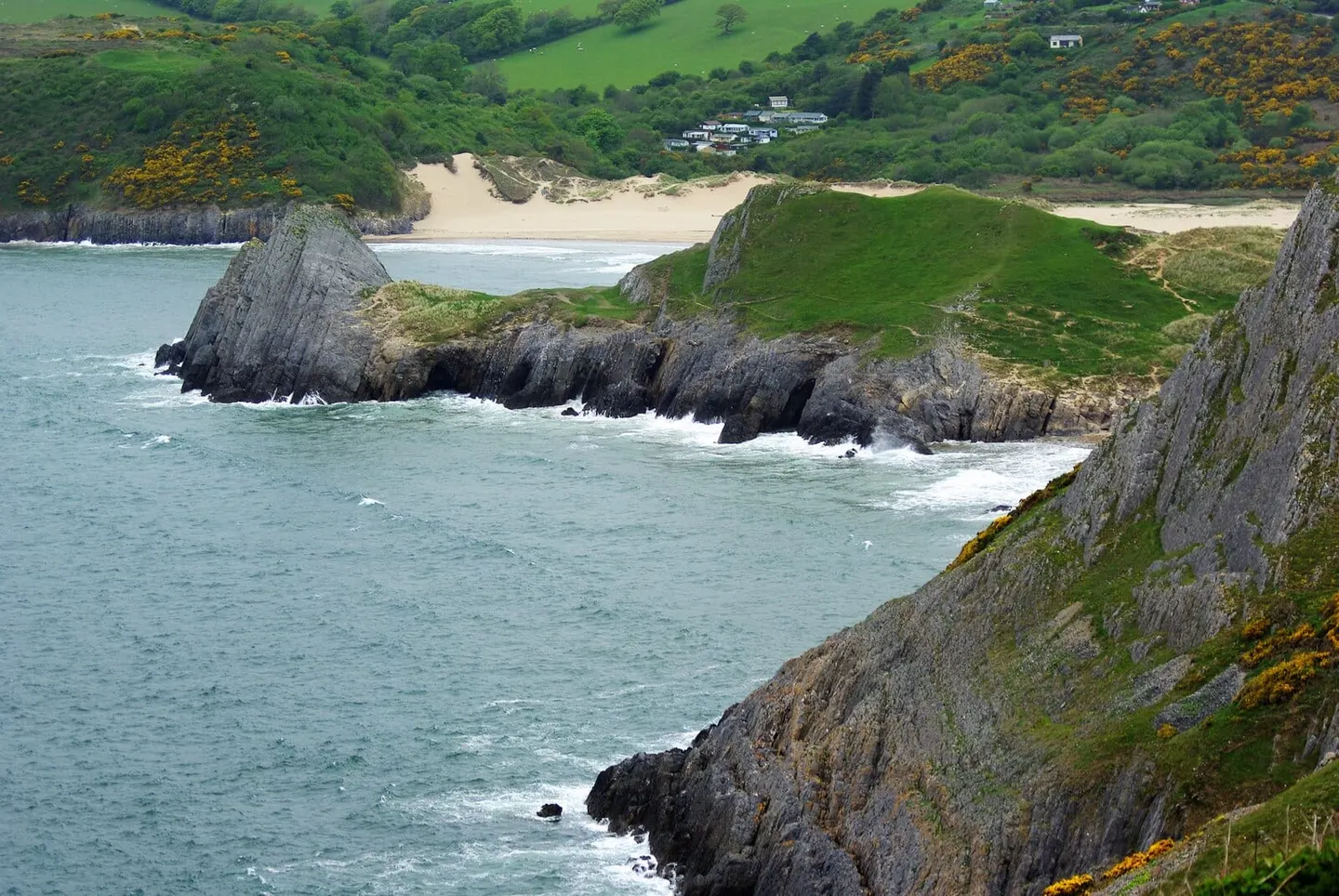 Photo: Pennard Cliffs, a viewpoint in Gower, Swansea, south west Wales.
