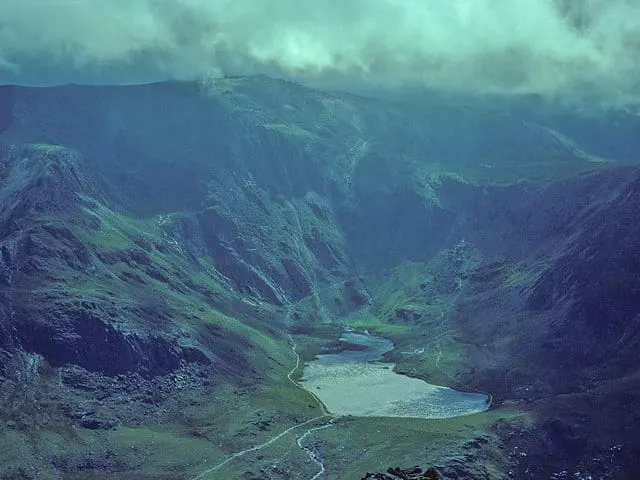 Photo of Cwm Idwal and Devil's Kitchen, a rock formation near Llanberis in Eryri, Gwynedd, north Wales.