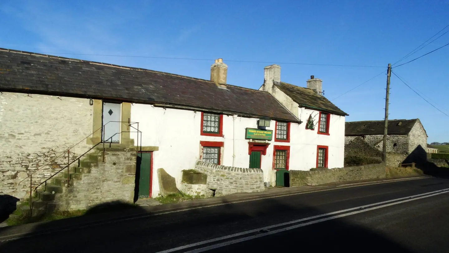 Photo of Three Stags' Heads, a pub near Wardlow in the Peak District, Derbyshire, central England.