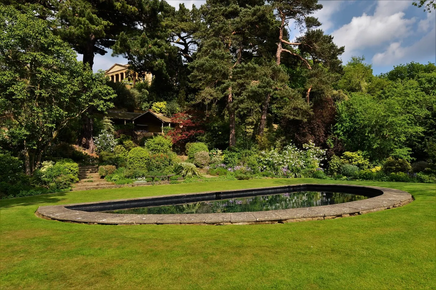 Photo of Kiftsgate Court Gardens, a Grade II registered house & garden near Ebrington in the Cotswolds, Gloucestershire, south west England.