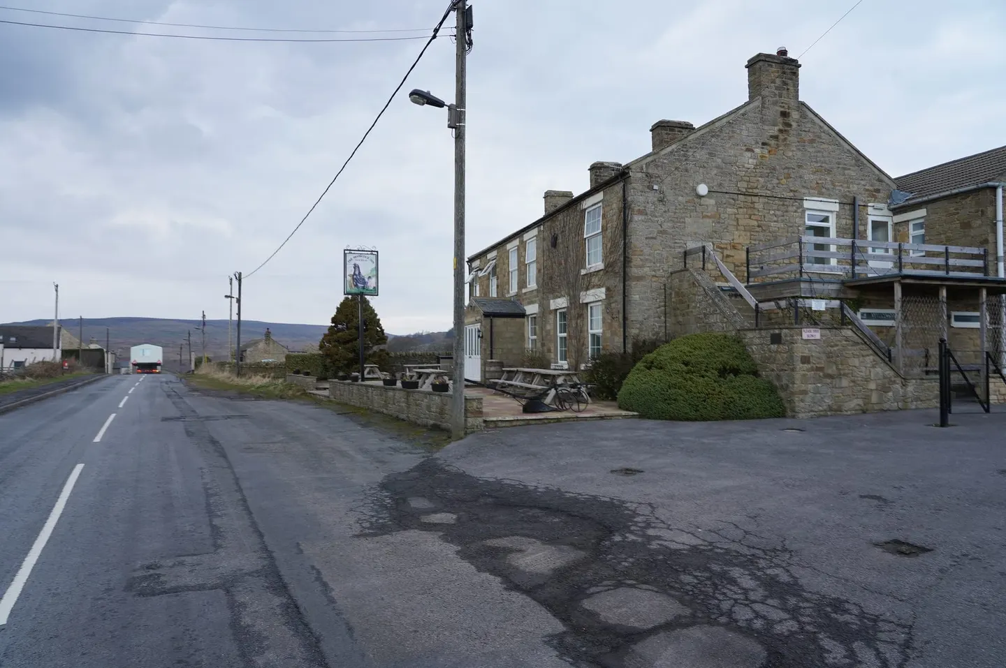 Photo of The Moorcock Inn, a pub near Eggleston in the North Pennines, County Durham, north east England.