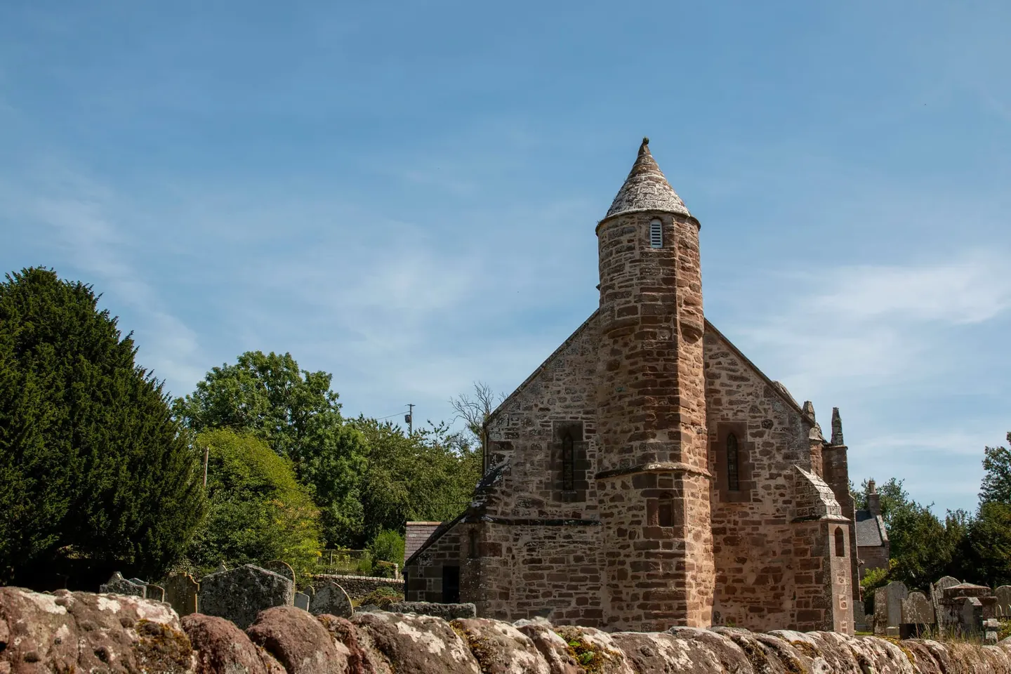 Photo of St Ternan's Church, Arbuthnott, a church in Aberdeenshire, north east Scotland.