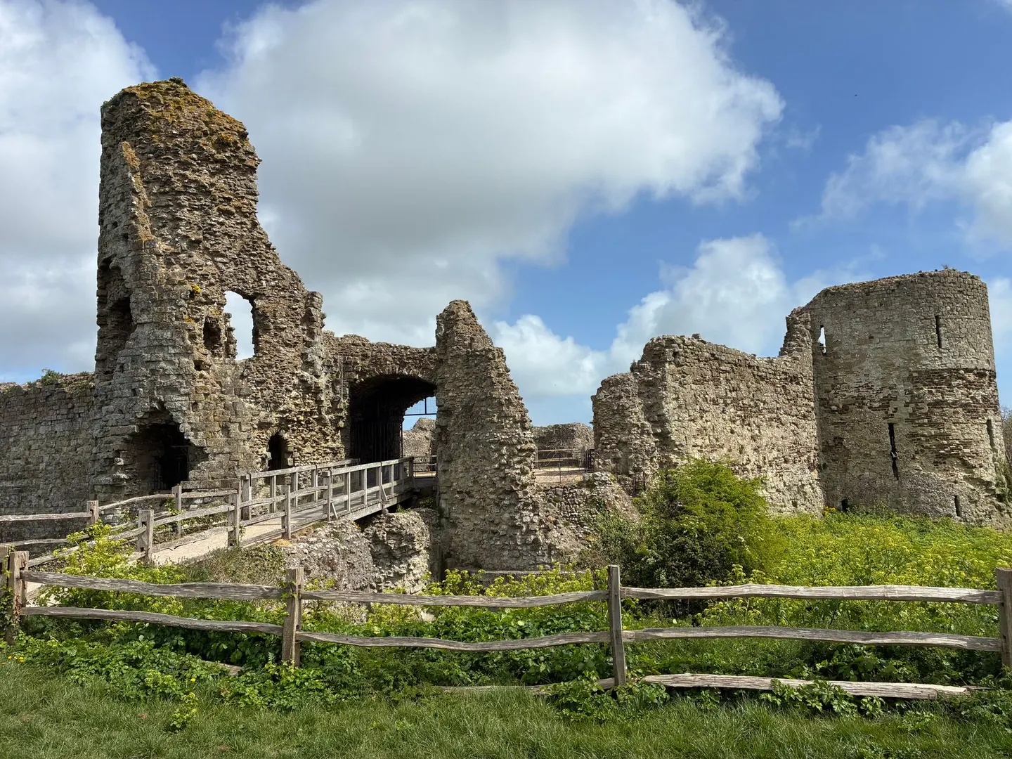 Photo of Pevensey Castle, a ruined castle in East Sussex, south east England.