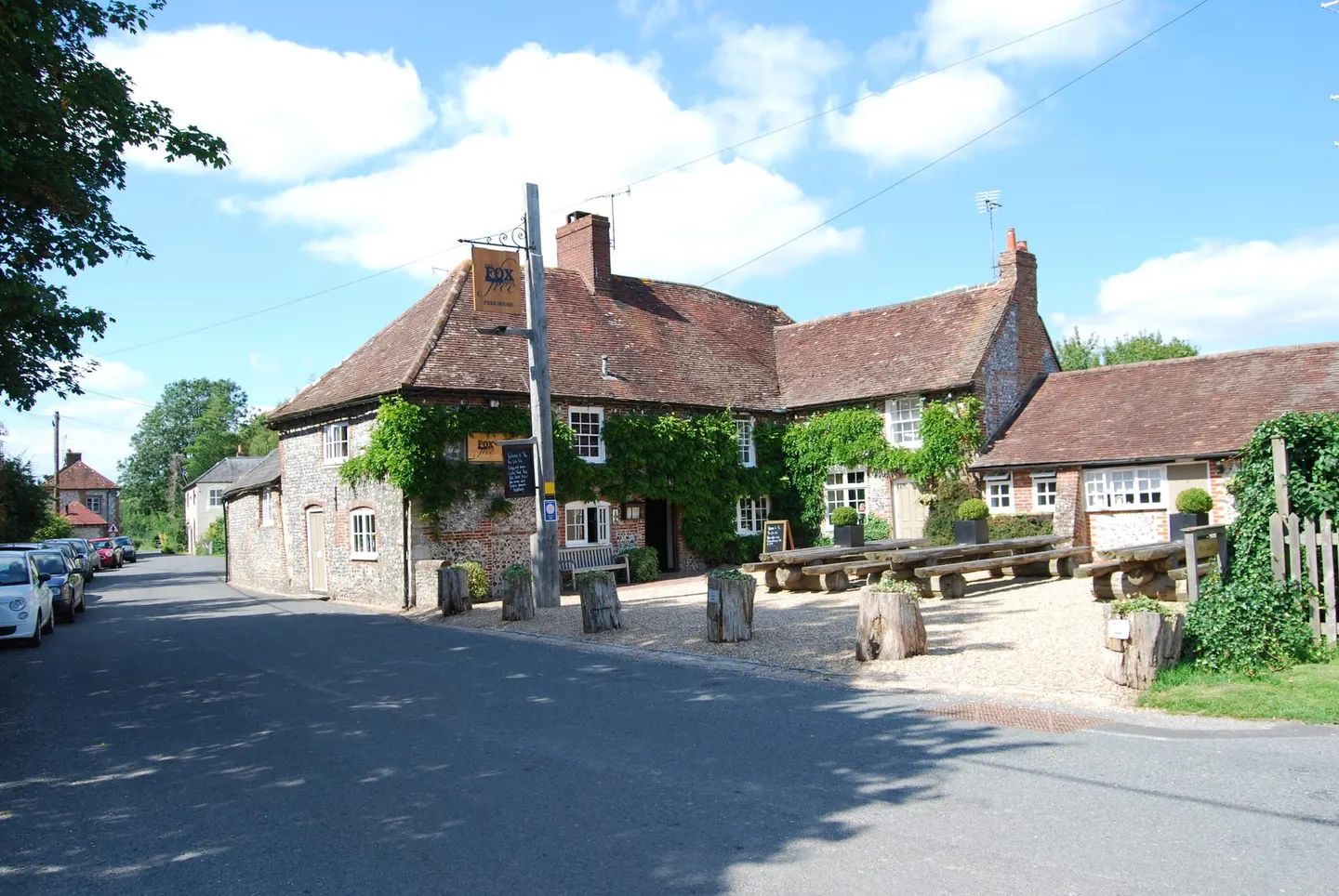 Photo of The Fox Goes Free, a pub near Charlton in the South Downs, West Sussex, south east England.