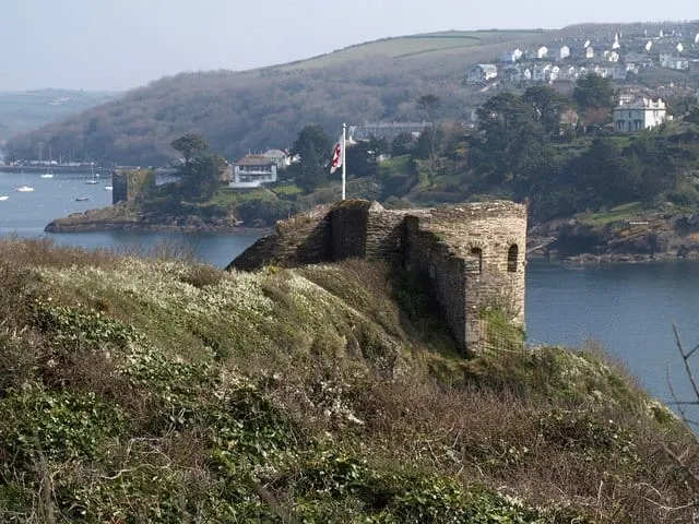 Photo of St Catherine's Castle, a ruined castle near Polruan, Cornwall, south west England.