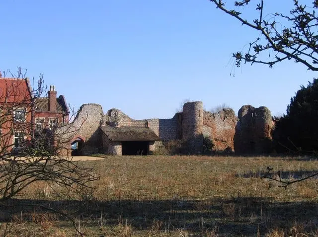 Photo of Claxton Castle, a ruined castle near Loddon in the Broads, Norfolk, eastern England.