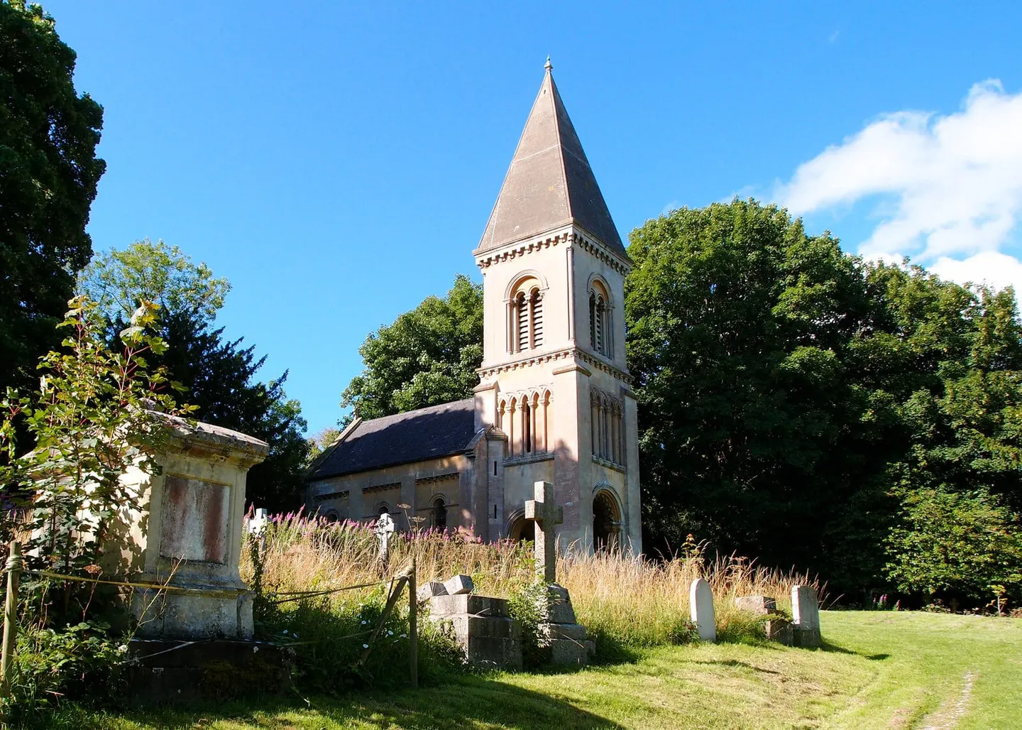 Photo of Abbey Cemetery, a Grade II* registered house & garden near Bath in the Cotswolds, Somerset, south west England.