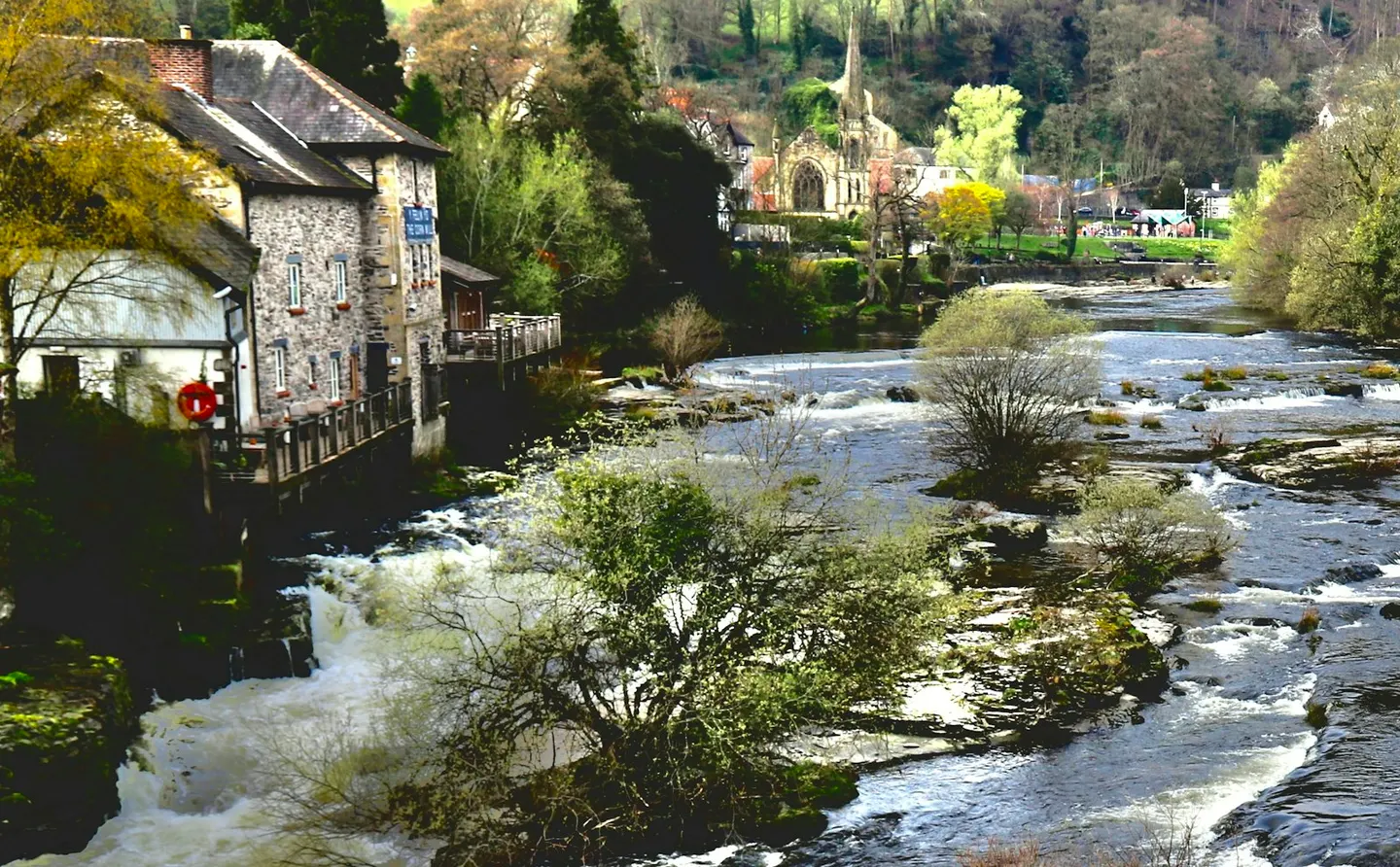 Photo of Llangollen, a village in the Clwydian Range & Dee Valley, Denbighshire, north Wales.