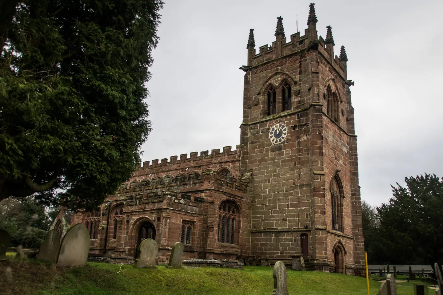 Photo of St Bertoline's Church, a church near Barthomley, Cheshire, north west England.