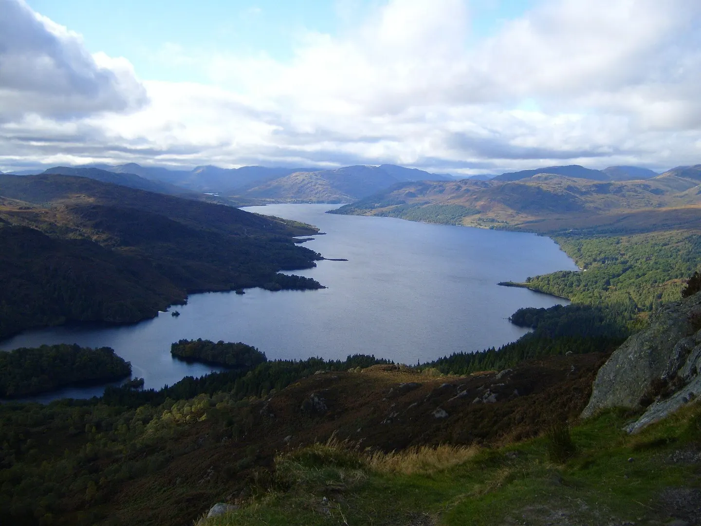 Photo of Loch Katrine, a loch near Stronachlachar in Loch Lomond & The Trossachs, Stirling, central Scotland.