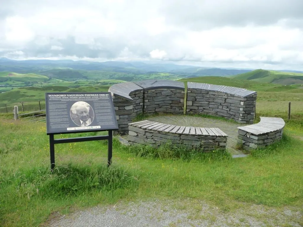 Photo: Wynford Vaughan-Thomas Memorial, a viewpoint near Machynlleth, the Powys, mid Wales.