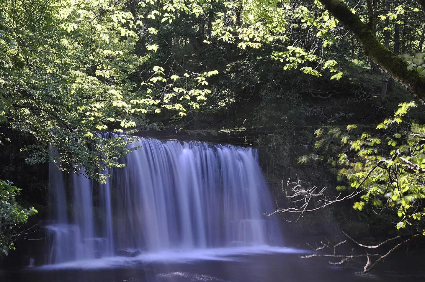 Photo of Sgwd Ddwli Isaf (Lower Ddwli Falls), a waterfall near Pontneddfechan in Bannau Brycheiniog, the Powys, mid Wales.