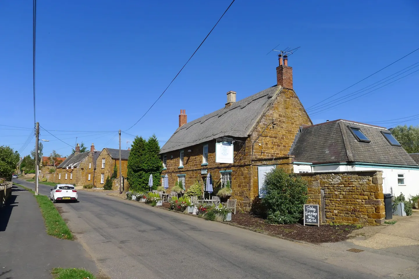 Photo of The Marquess of Exeter, a pub near Lyddington, Rutland, central England.