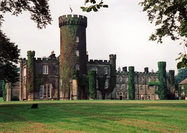 Photo of Swinton Castle, a Grade II* registered house & garden near Masham in Nidderdale, North Yorkshire, northern England.