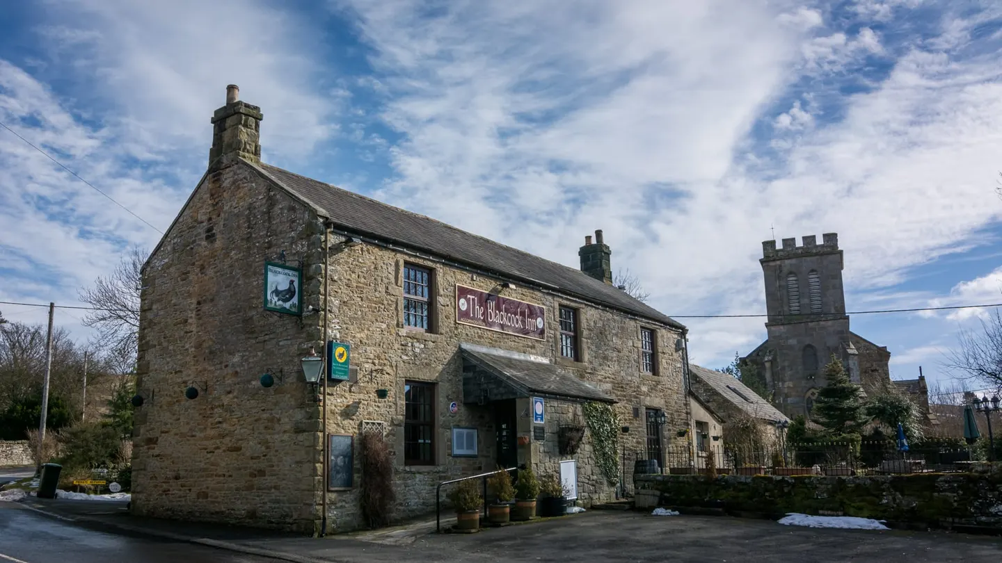 Photo of The Blackcock Inn, a pub near Falstone, Northumberland, north east England.