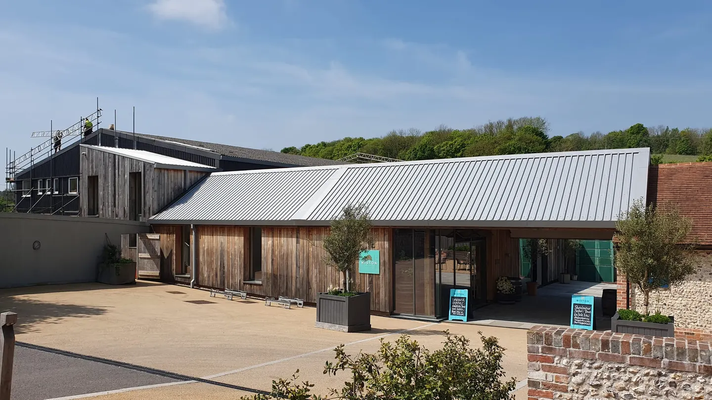 Photo of Wiston Estate Winery, a vineyard near Washington in the South Downs, West Sussex, south east England.