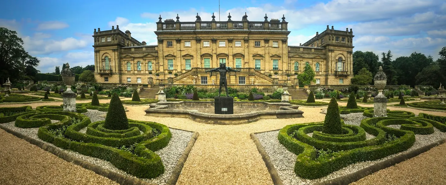 Photo of Harewood House, a Grade I registered house & garden near Spofforth, West Yorkshire, northern England.