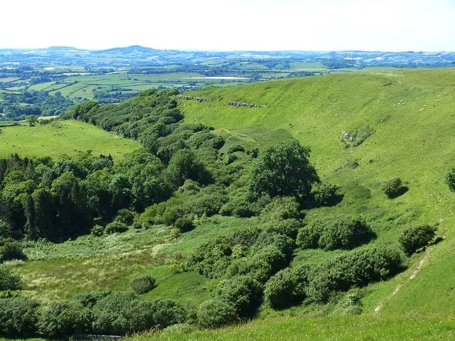 Photo of Eggardon Hill & Luccas Farm, a Site of Special Scientific Interest near Burton Bradstock, Dorset, south west England.