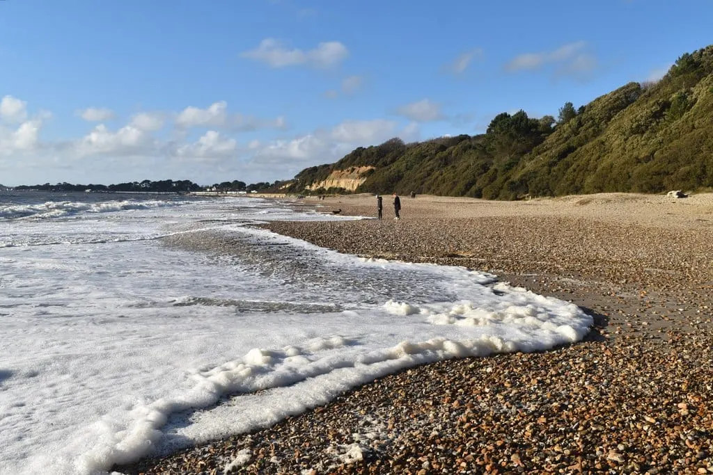 Photo of Christchurch Highcliffe Castle, a swimming spot near Milford on Sea, Dorset, south west England.