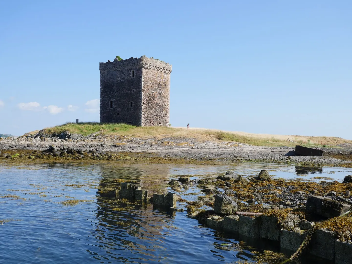 Photo of Little Cumbrae Castle, a ruined castle near Millport, North Ayrshire, southern Scotland.